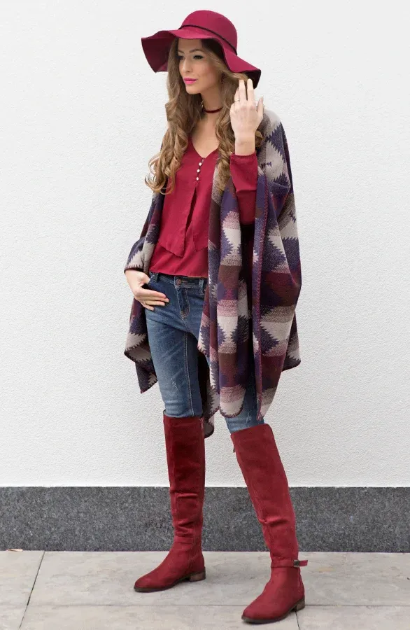Overknee Buckle Boots Bordeaux