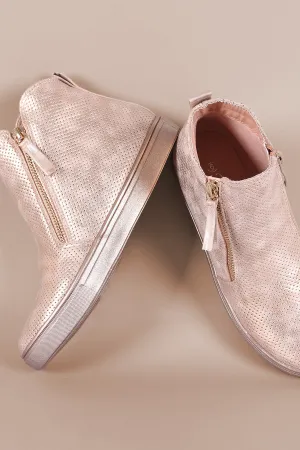 Perforated Zipper Trim High Top Sneaker