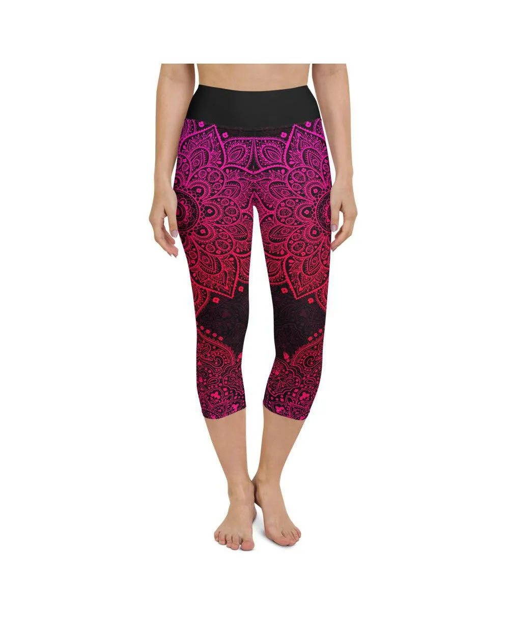 Pink Mandala Yoga Capris