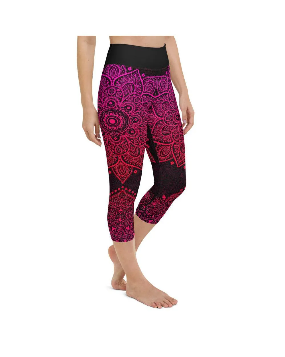 Pink Mandala Yoga Capris