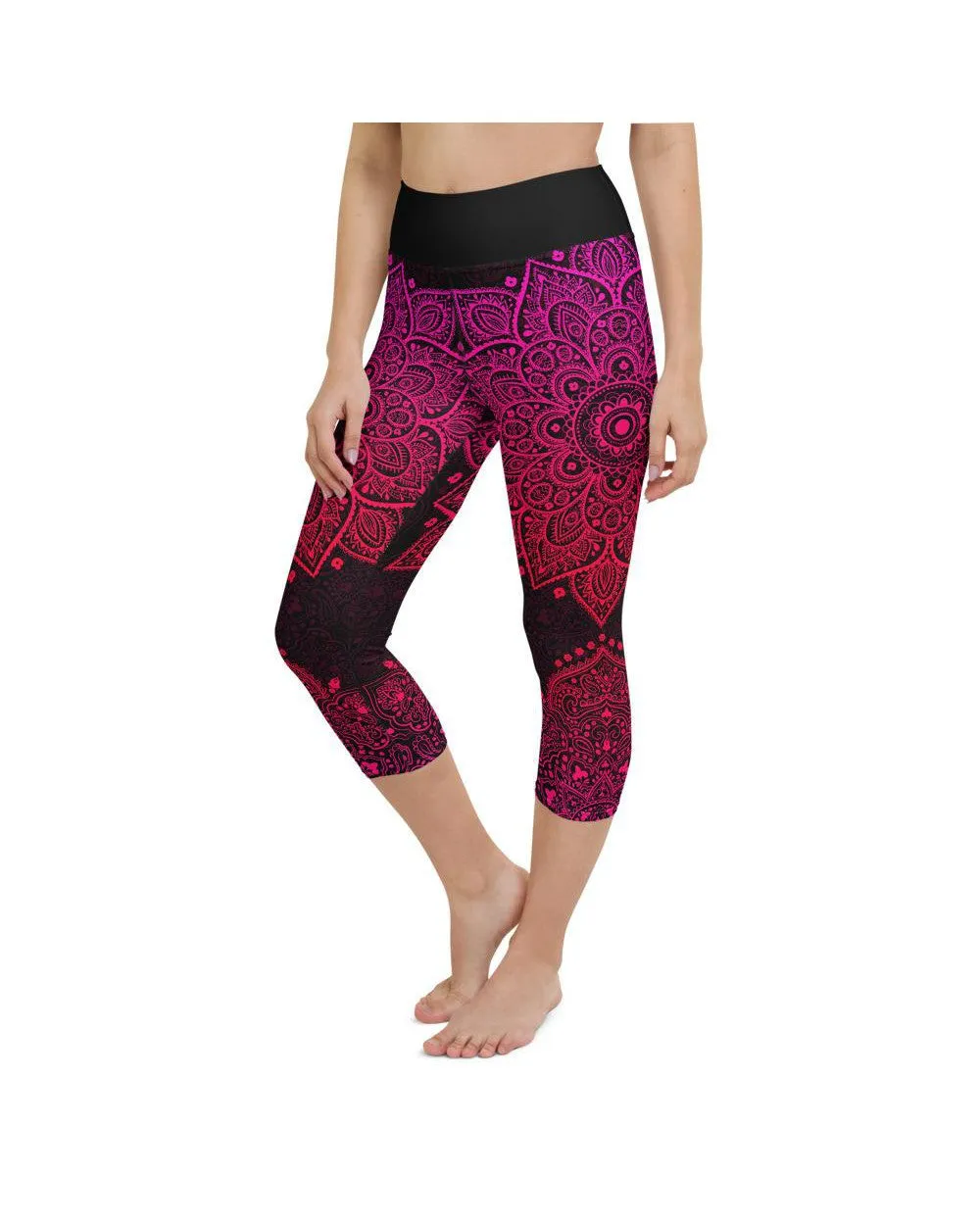 Pink Mandala Yoga Capris