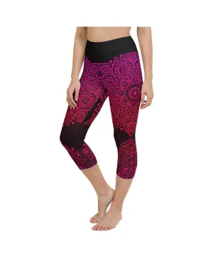 Pink Mandala Yoga Capris