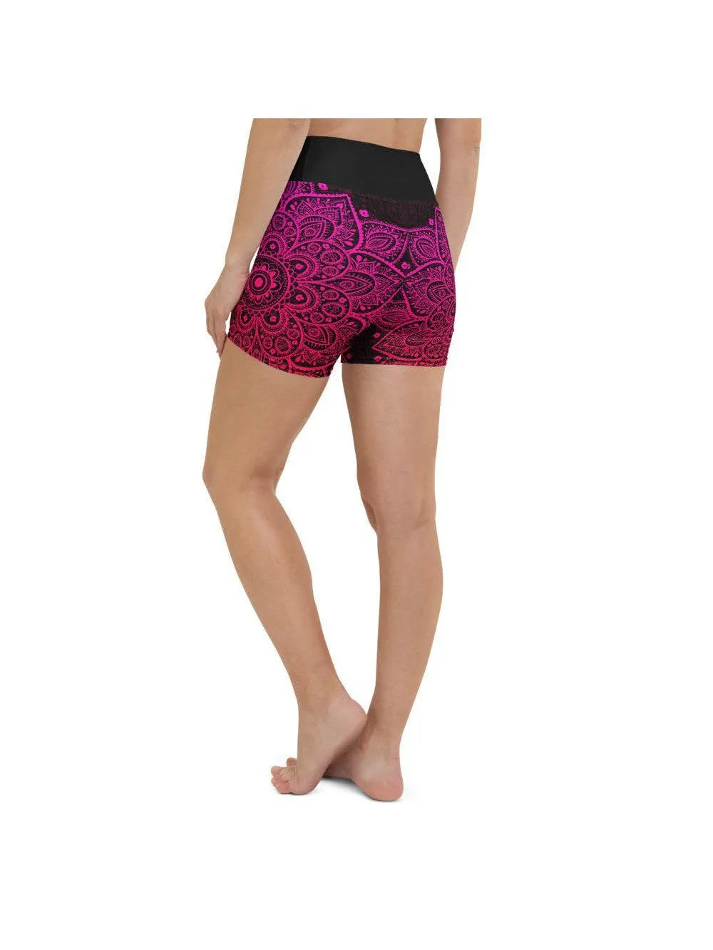 Pink Mandala Yoga Shorts