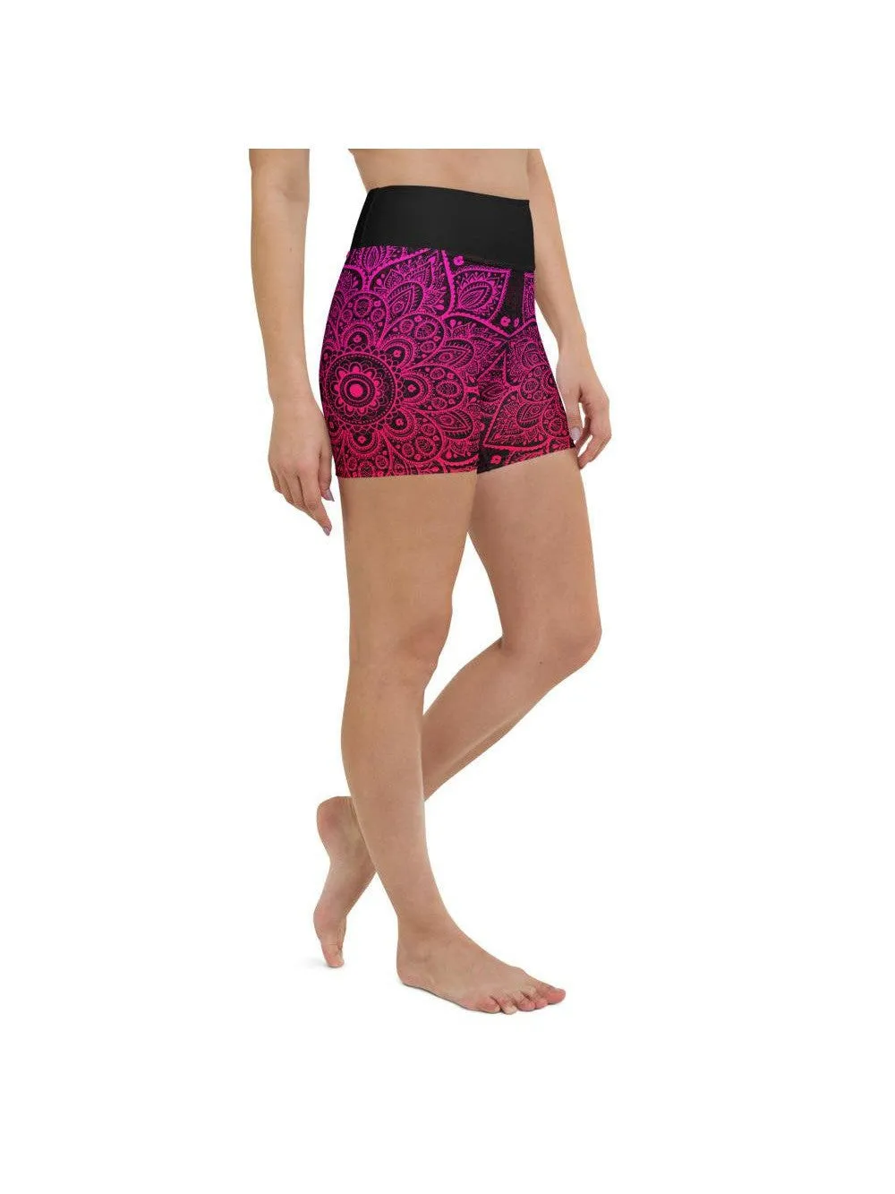 Pink Mandala Yoga Shorts