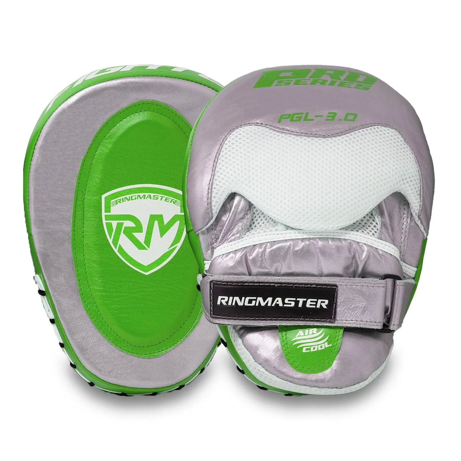 RingMaster Sports Focus pads Genuine Leather PGL 3.0 Series Green and Silver