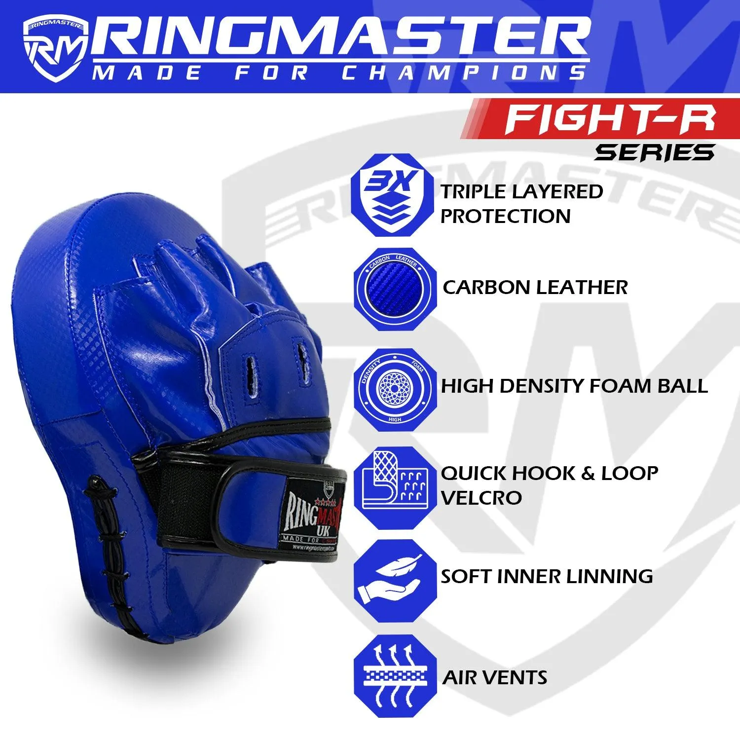 RingMaster Sports Ultralight Focus Pads Carbon Leather One Size Blue