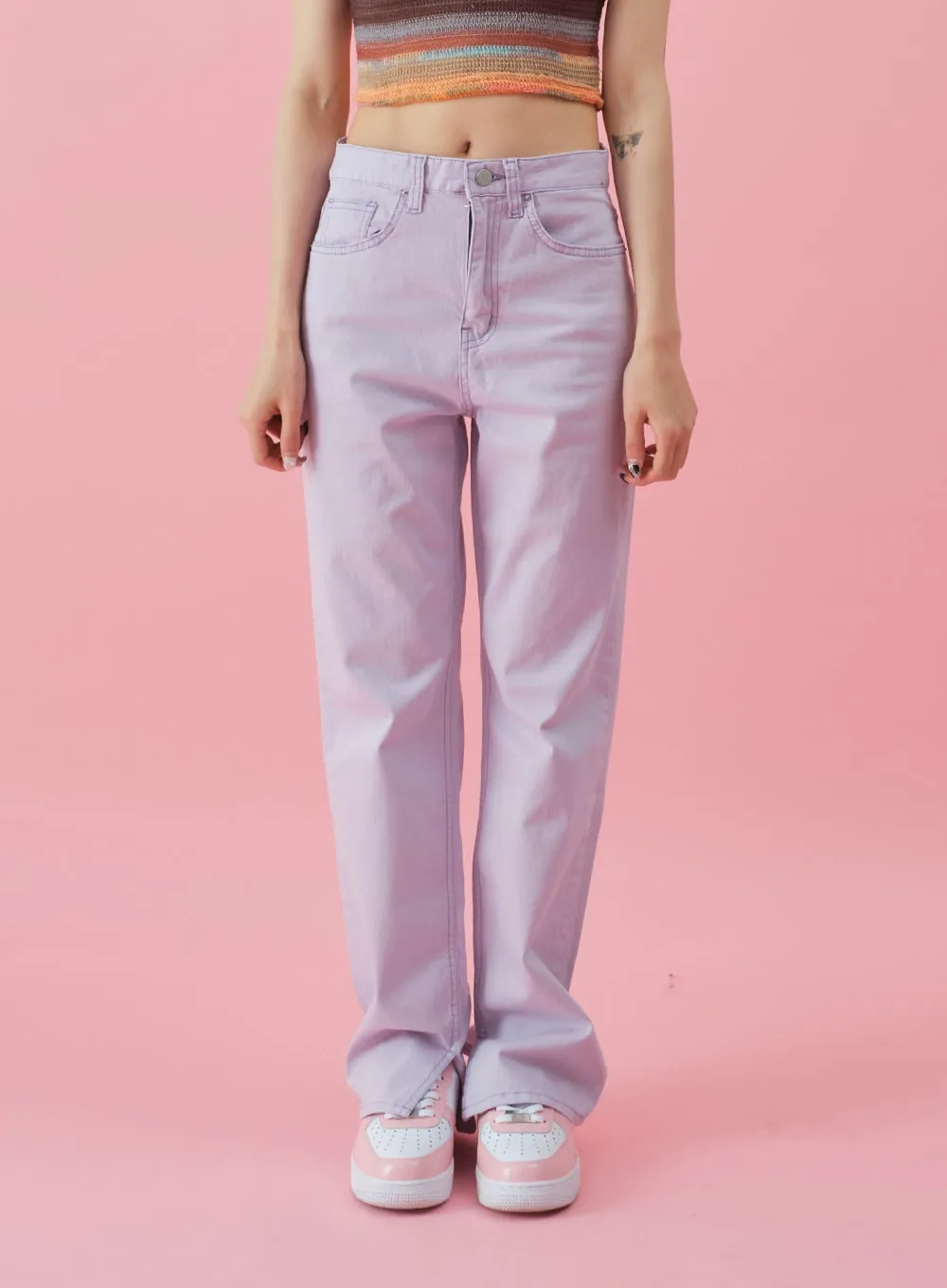 Side Slit Semi Wide Colorful Pants BY30
