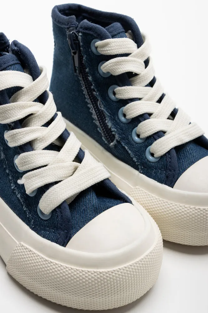 Stitch Denim High Top Sneaker Blue