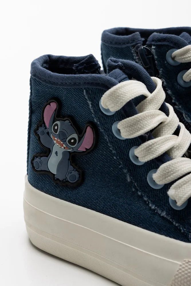Stitch Denim High Top Sneaker Blue