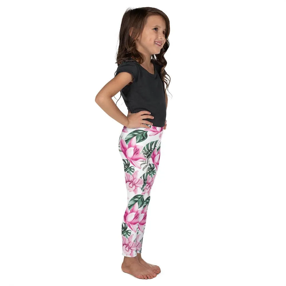 Tropical Floral White Kid's Leggings
