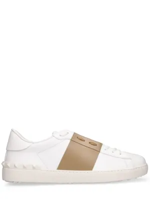 Valentino Garavani   Open leather low top sneakers 